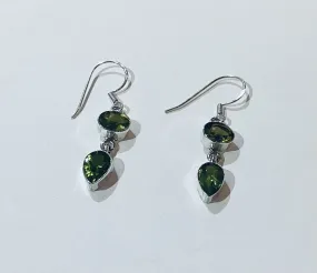 Peridot Drop Earrings Set in Sterling Silver