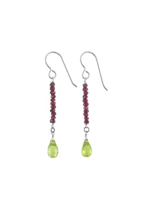 Peridot, Garnet, Green and Red Birthstone Earrings