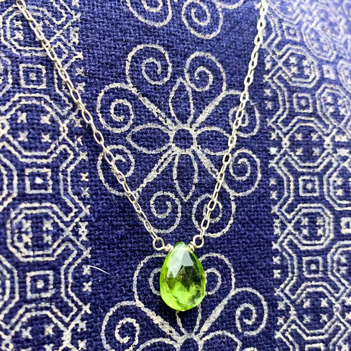 Peridot Necklace on Sterling Silver Chain with Sterling Silver Trigger Clasp