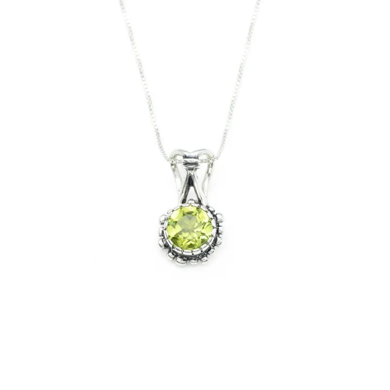 Peridot Necklace - Round Dainty Pendant - Real Peridot Necklace