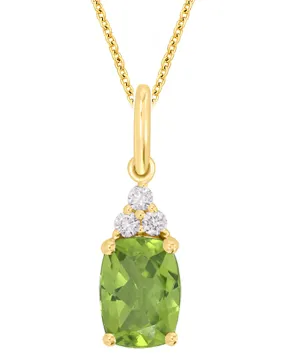 Peridot Pendant - 10ct Yellow Gold Peridot and Diamond Pendant - 786672