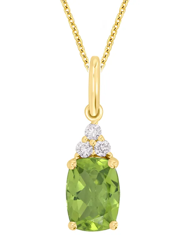 Peridot Pendant - 10ct Yellow Gold Peridot and Diamond Pendant - 786672