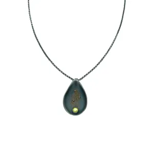 Peridot Silver Drop Pendant with 18k Gold