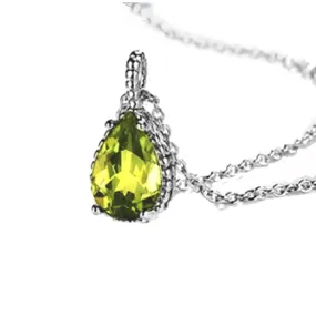 Peridot Teardrop Pendant on Sterling Silver Chain