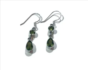 Peridot Two-Stone Drop Earrings In Sterling Silver