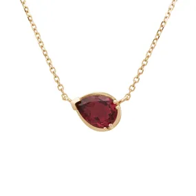 Petite Pear Luna Necklace - Yellow Gold & Pink Tourmaline