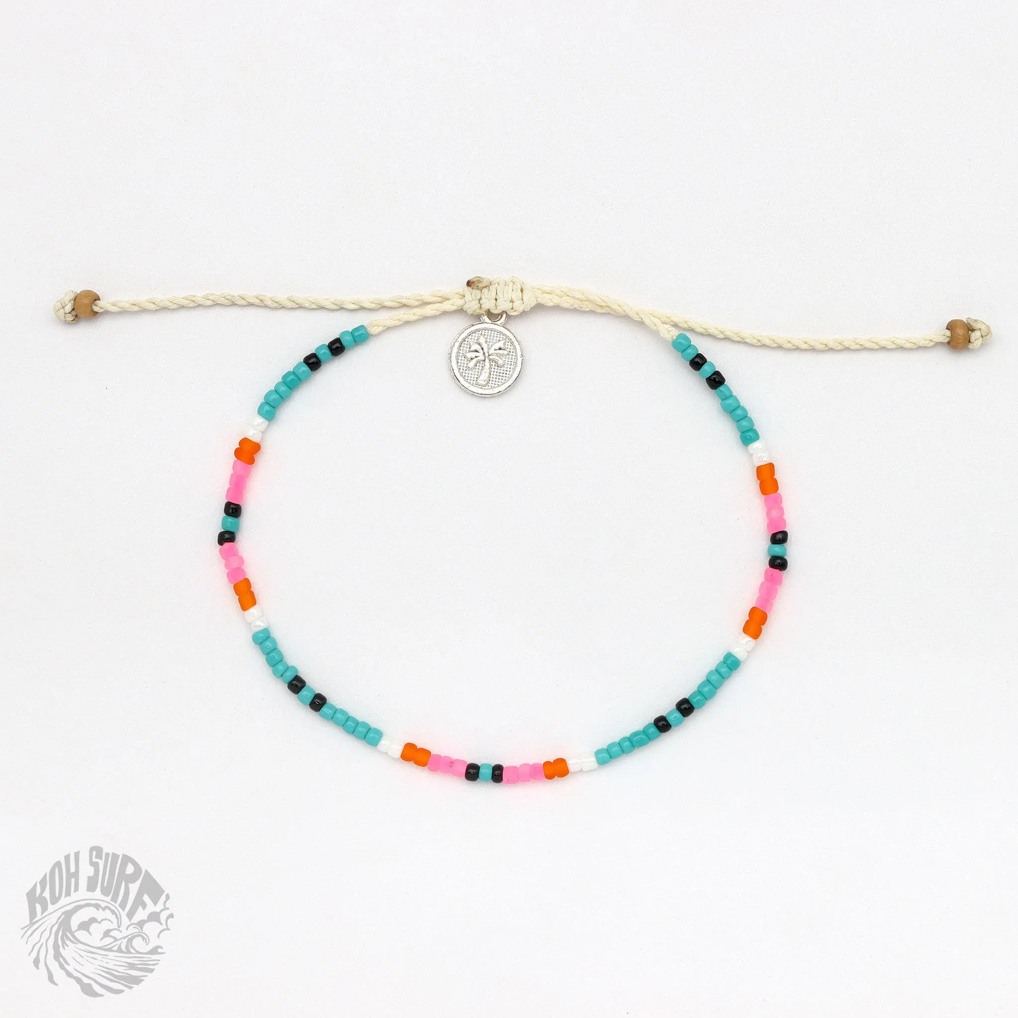 Pineapple Island -  Alila Dainty Beaded Anklet, Beach Anklet by Koh Surf: Black & Gold