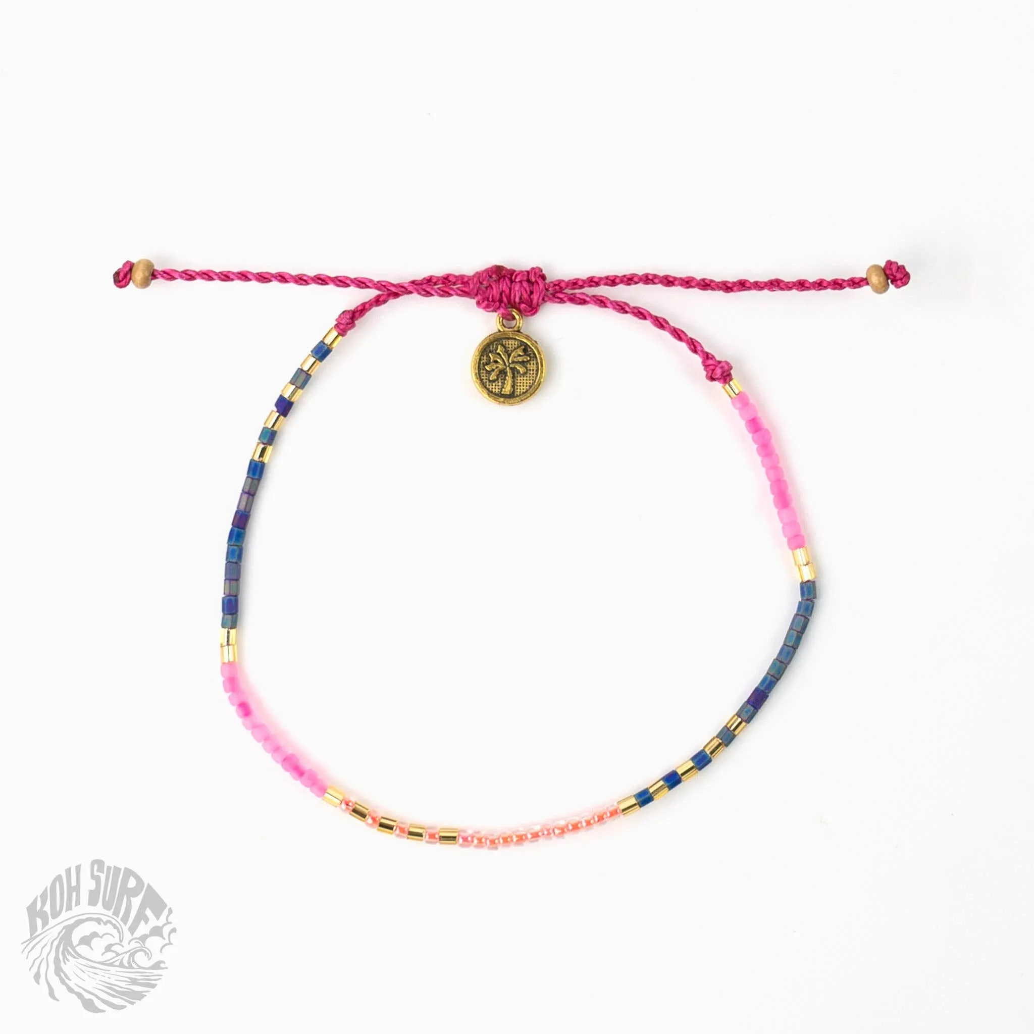 Pineapple Island -  Alila Dainty Beaded Anklet, Beach Anklet by Koh Surf: Black & Gold