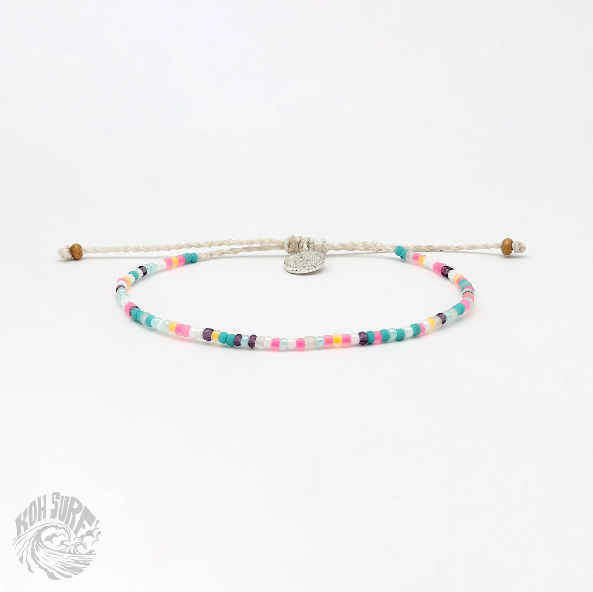 Pineapple Island -  Alila Dainty Beaded Anklet, Beach Anklet by Koh Surf: Black & Gold