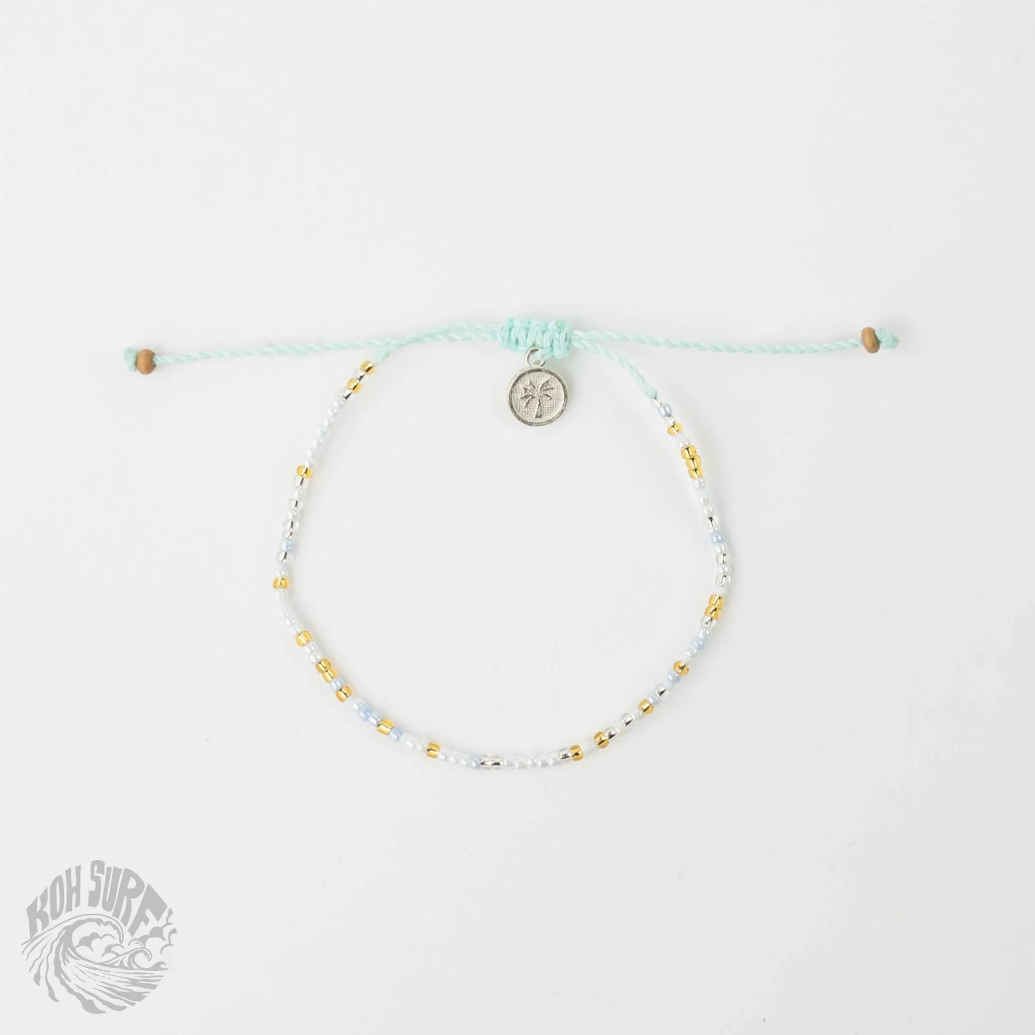 Pineapple Island -  Alila Dainty Beaded Anklet, Beach Anklet by Koh Surf: Cream & Blue