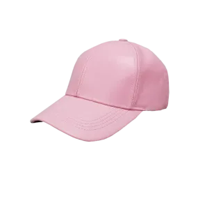 Pink Men's Genuine Leather Adjustable Baseball Cap