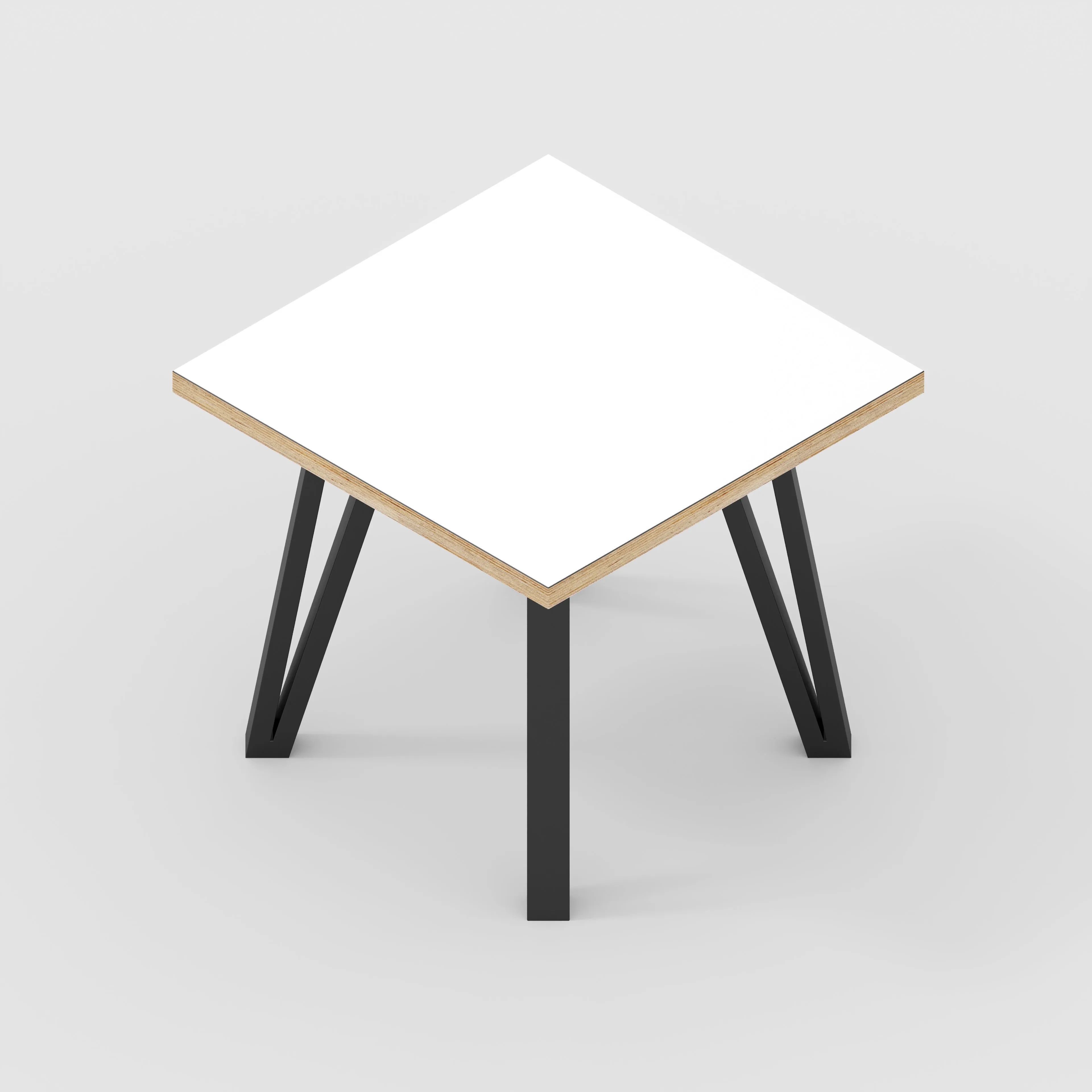 Plywood Side Table with Black Box Hairpin Legs - Formica White - 500(w) x 500(d) x 425(h)