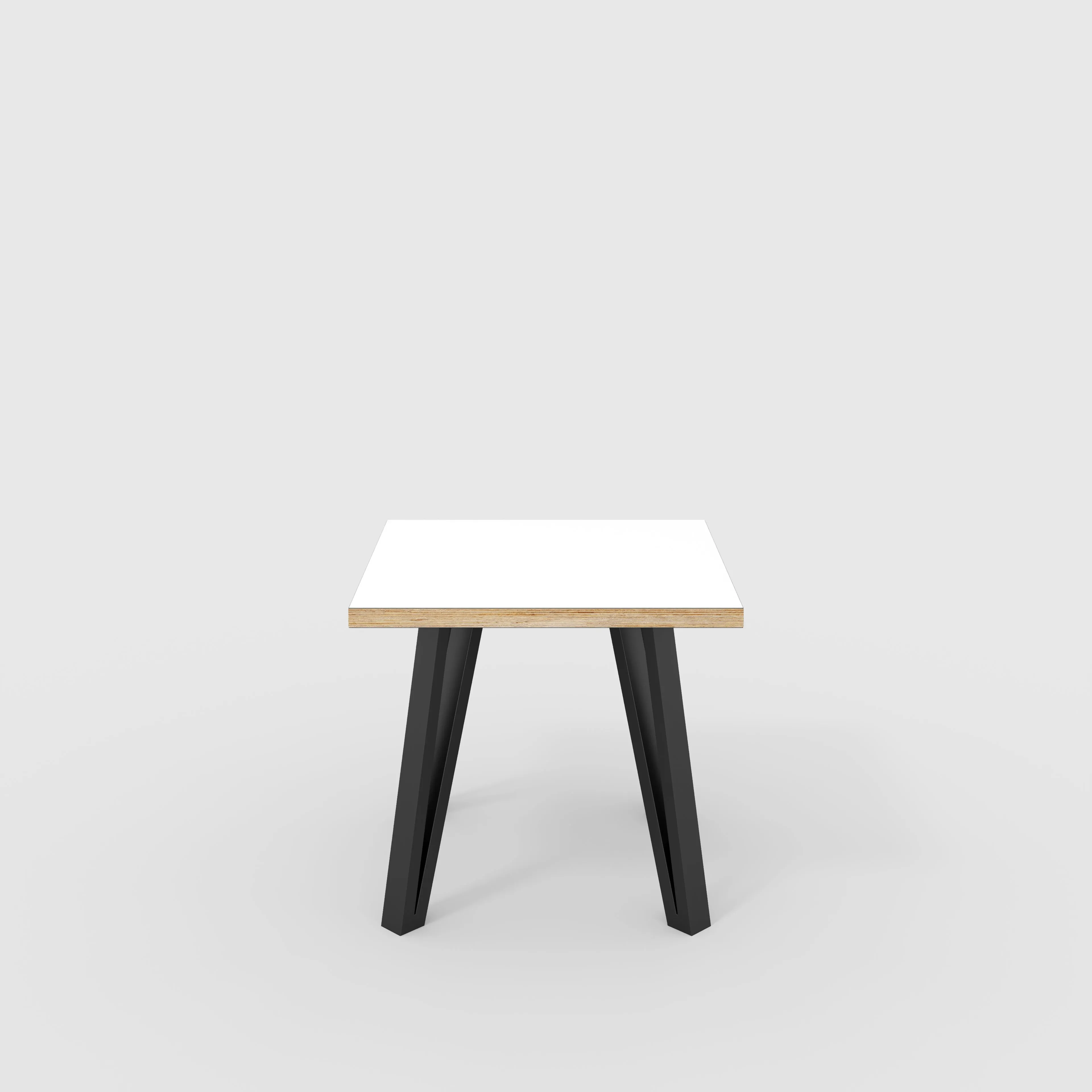 Plywood Side Table with Black Box Hairpin Legs - Formica White - 500(w) x 500(d) x 425(h)