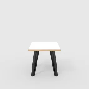 Plywood Side Table with Black Box Hairpin Legs - Formica White - 500(w) x 500(d) x 425(h)