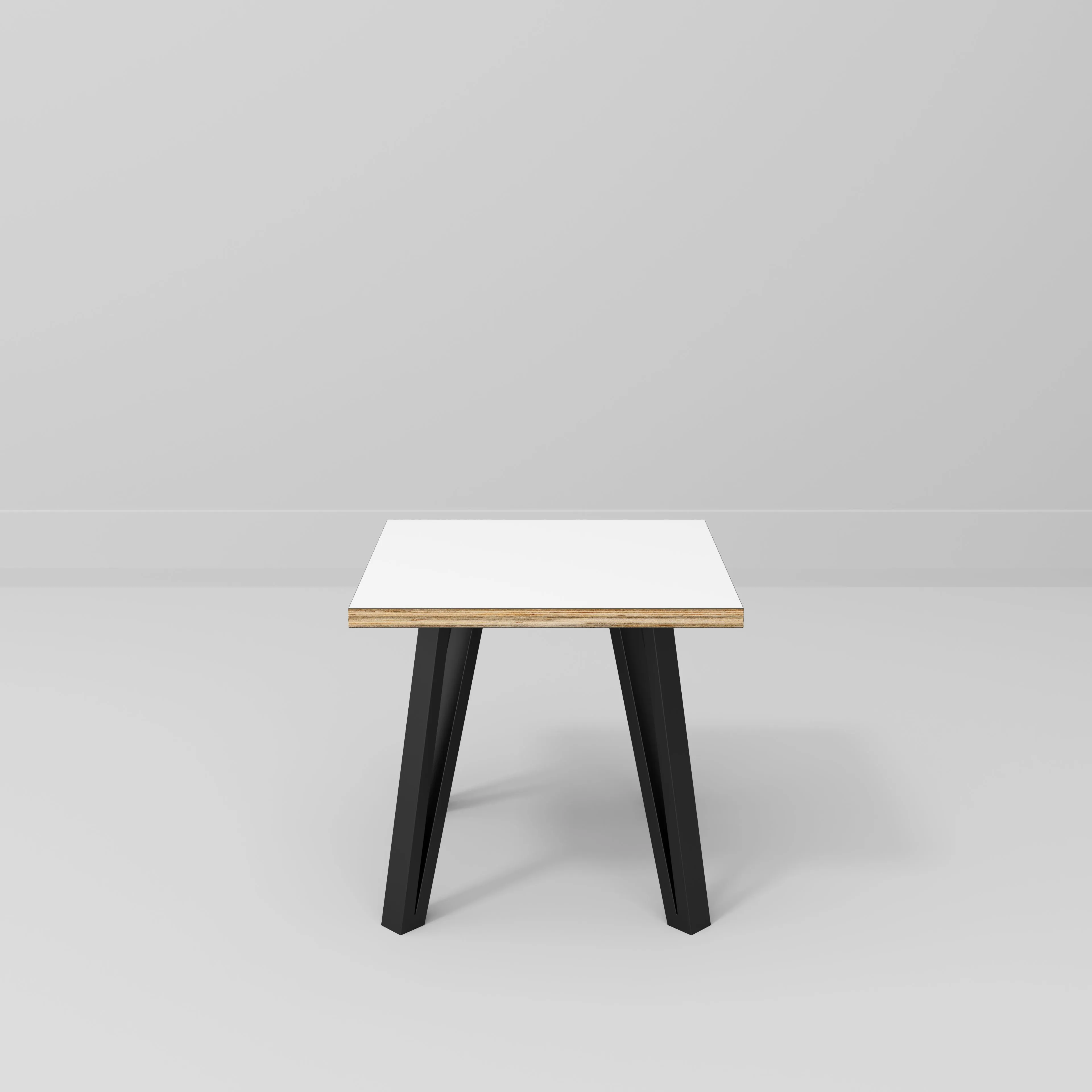 Plywood Side Table with Black Box Hairpin Legs - Formica White - 500(w) x 500(d) x 425(h)