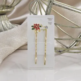 Poinsettia Ornament Hairpin Set