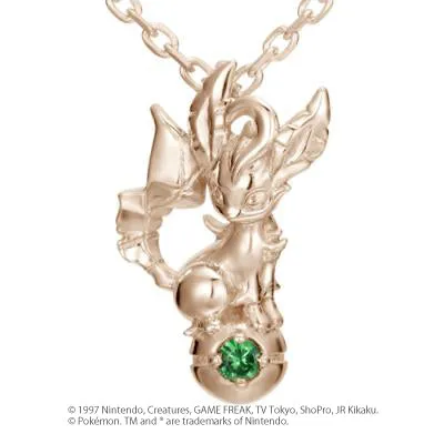 [Pokémon]Leafeon& Pokéball necklace K18 rose gold