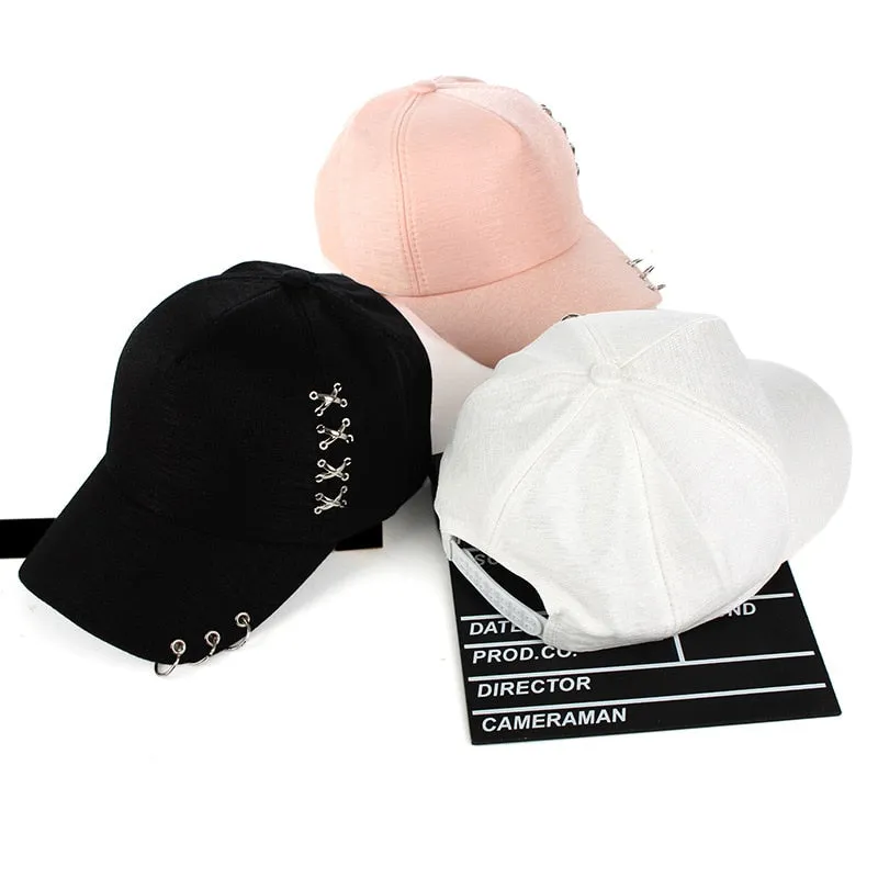 Punk Gorras Bone Masculino Feminino Beisbol Hip Hop Baseball Caps Creative Unisex Creative Piercing Ring Baseball Cap