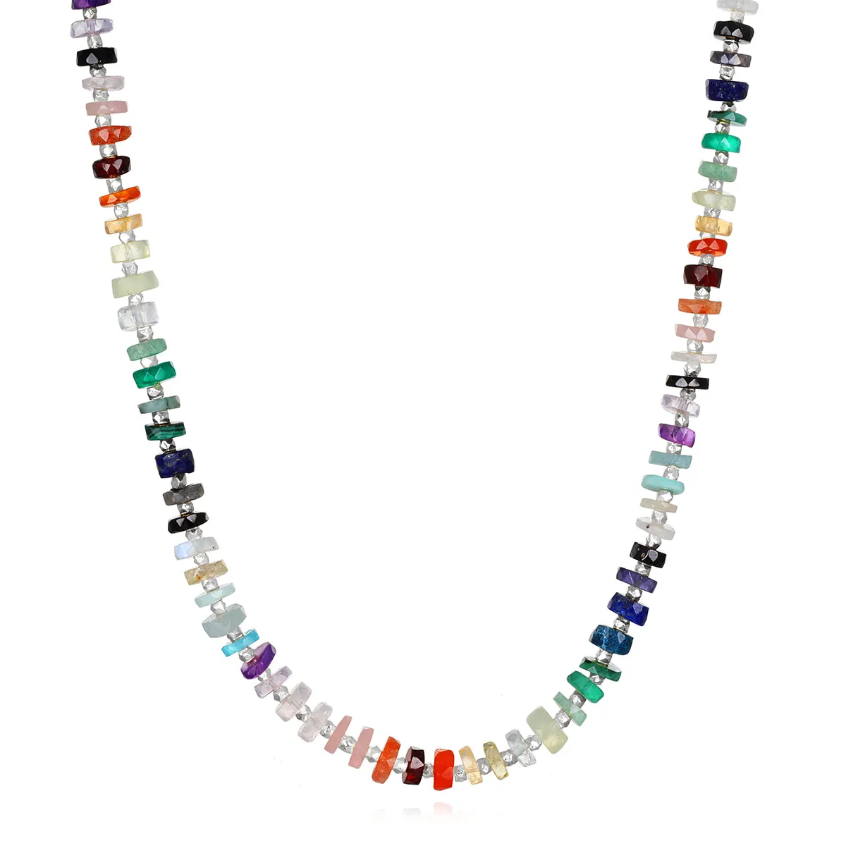 Rainbow Gemstone Heishi Necklace