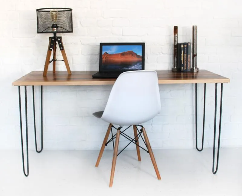 Reclaimed Wood Rebar Writing Desk