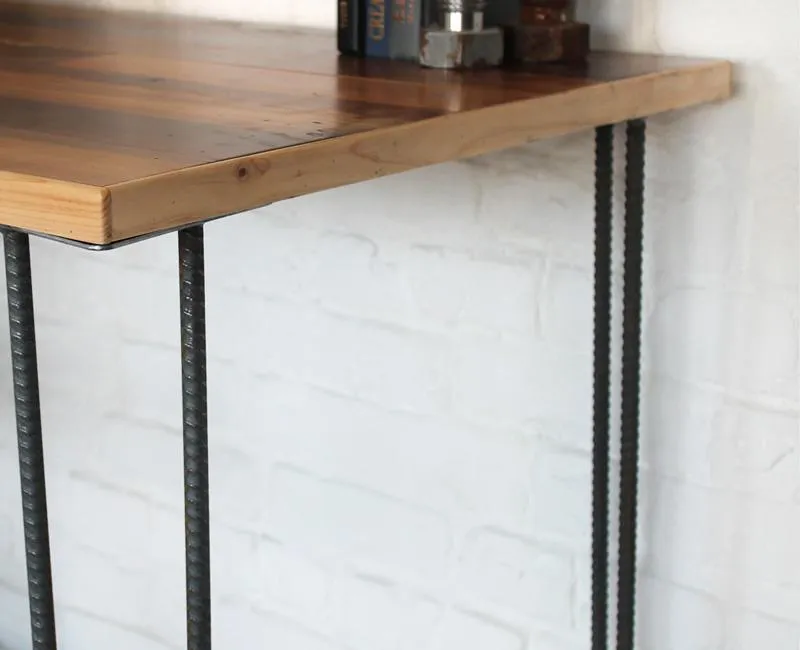 Reclaimed Wood Rebar Writing Desk