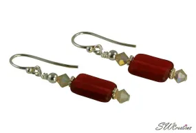 Red Crystal Window Bead Earrings