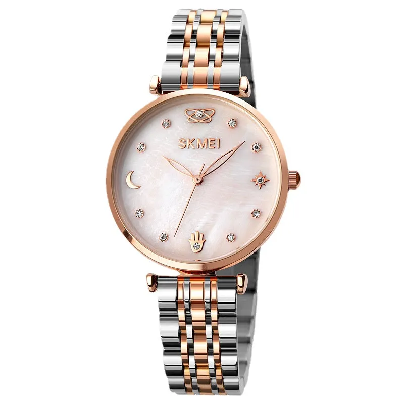 Rose Gold Diamond Pearl Shell Women's Watch Simple Women's Quartz Watch