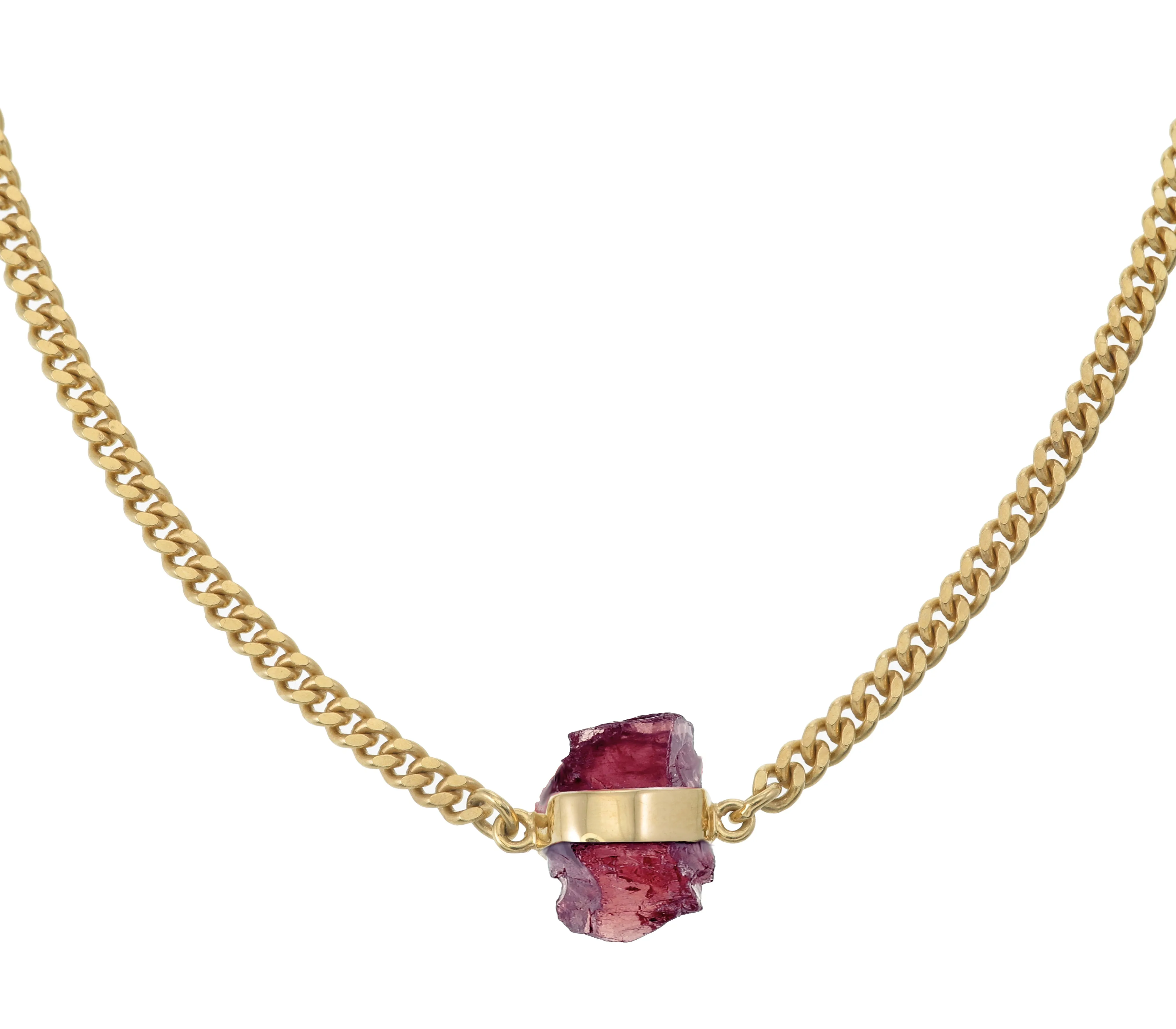 ROUGH GEM NECKLACE - GARNET - GOLD