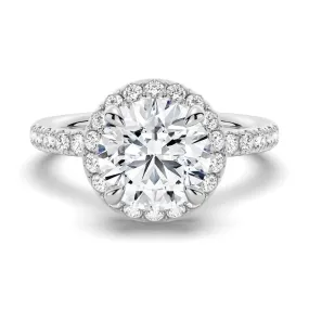 Round Brilliant Micropavé Halo Moissanite Engagement Ring