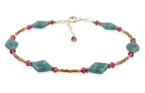 Ruby Blue Quartz Gemstone Anklet