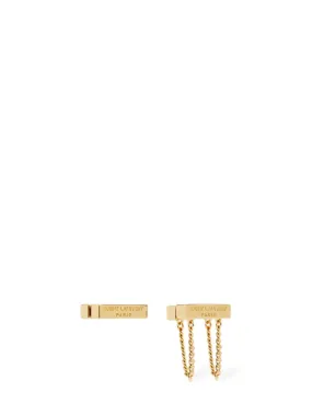 Saint Laurent   Asymmetrical monogram earrings 