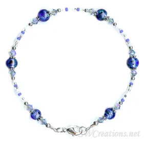 Sapphire Brilliance Shimmer Glass Crystal Anklet