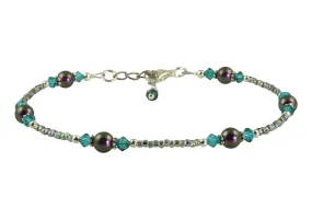 Scarab Teal Green Beaded Anklet