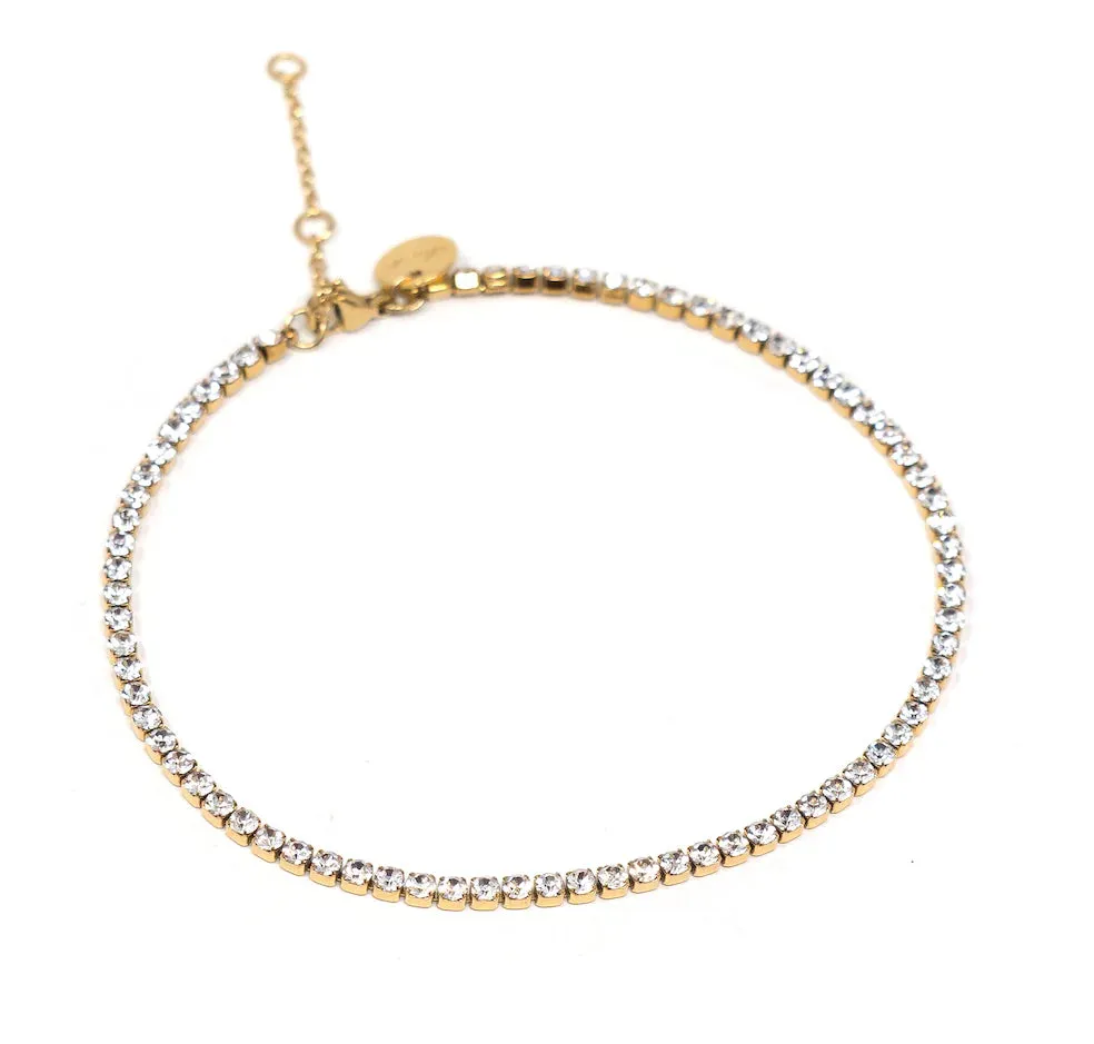 Shimmer Water Resistant Rhinestone Gold Anklet - Sis Kiss