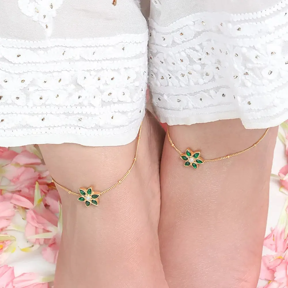 Silver 92.5 Flower Anklet