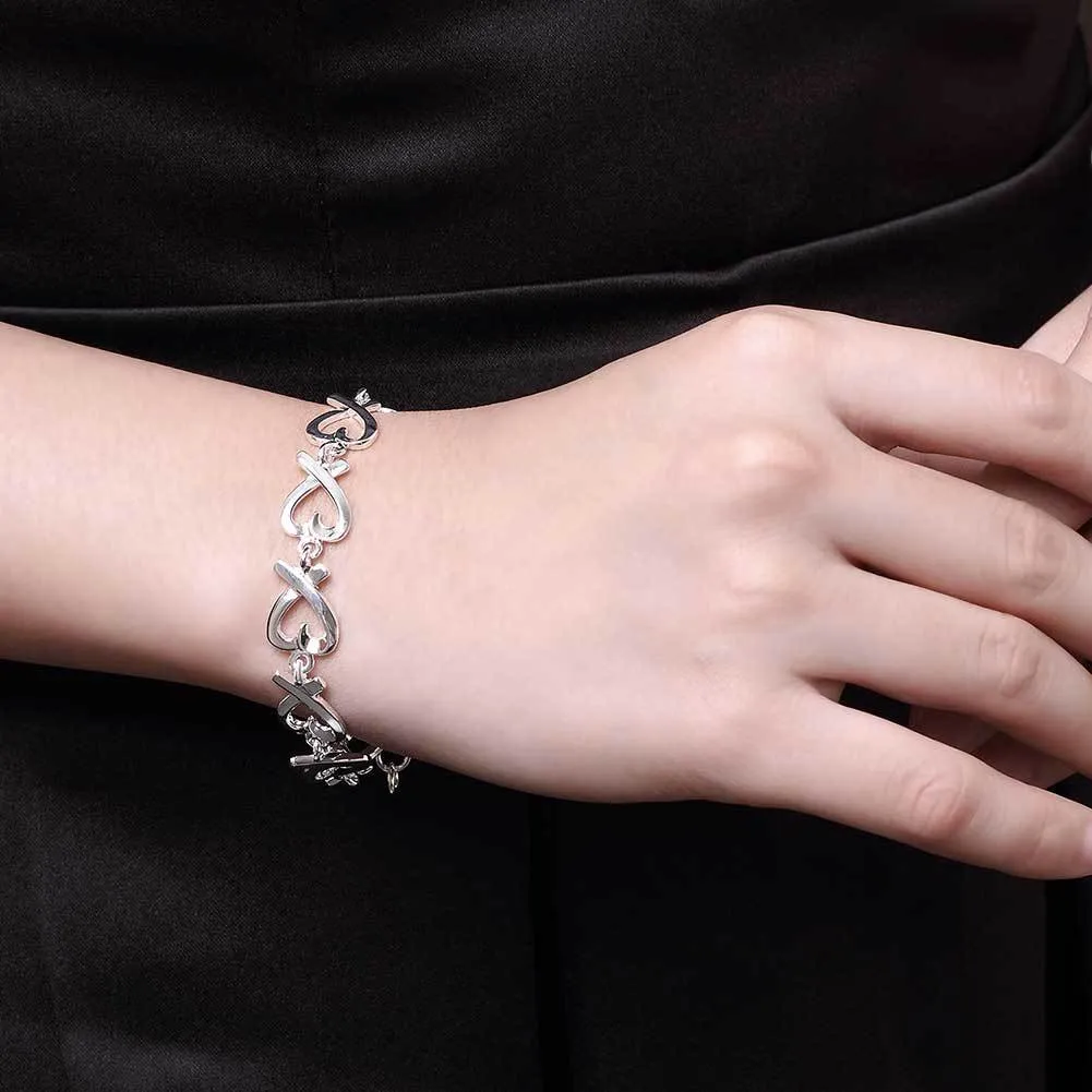 Silver Factory Direct Sales Korean Style Beautiful Full Heart-shaped Kelp Bracelet