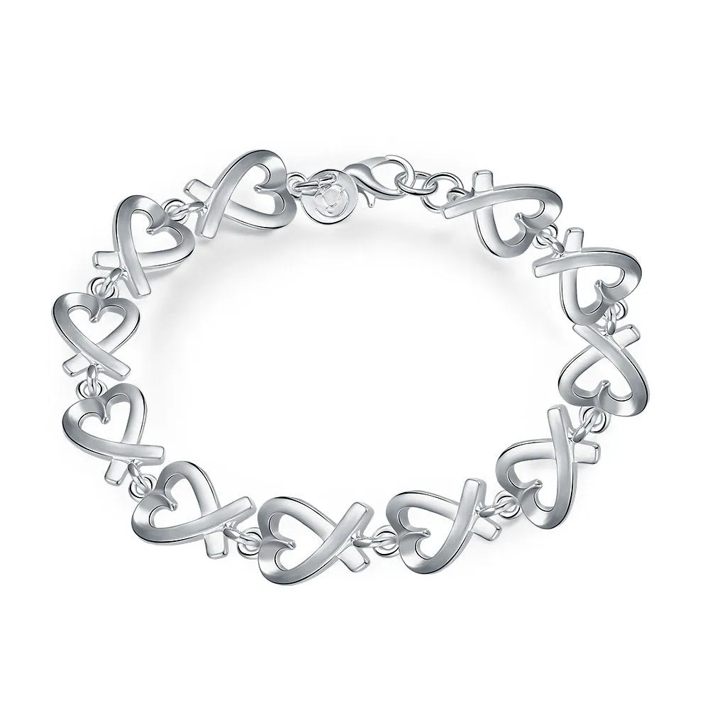 Silver Factory Direct Sales Korean Style Beautiful Full Heart-shaped Kelp Bracelet