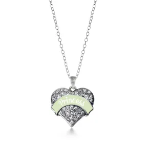 Silver Princess - Peridot Pave Heart Charm Classic Necklace