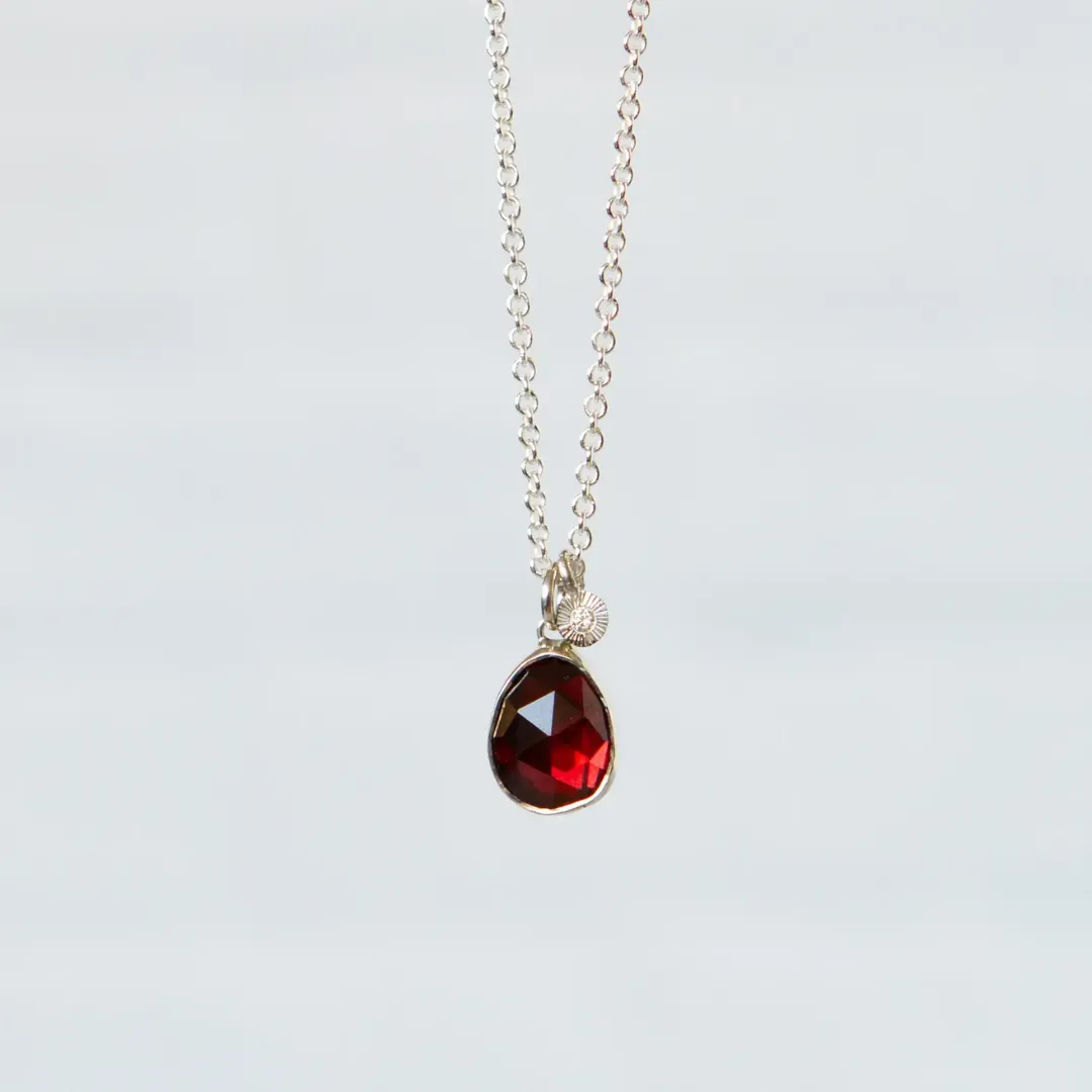 Silver Rhodolite Garnet Theia Necklace