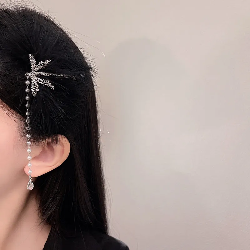 Simple Temperament Hair Dragonfly Pearl Tassel Hairpin