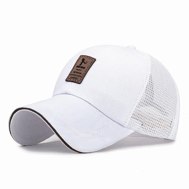 Simple Trucker Hat Solid Baseball Cap Men Mesh Breathable Sunscreen Caps Label Stick Snapback Sunhat Summer Golf Baseball Hat