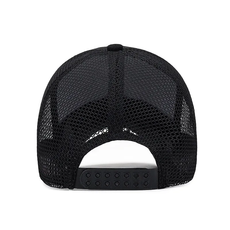 Simple Trucker Hat Solid Baseball Cap Men Mesh Breathable Sunscreen Caps Label Stick Snapback Sunhat Summer Golf Baseball Hat