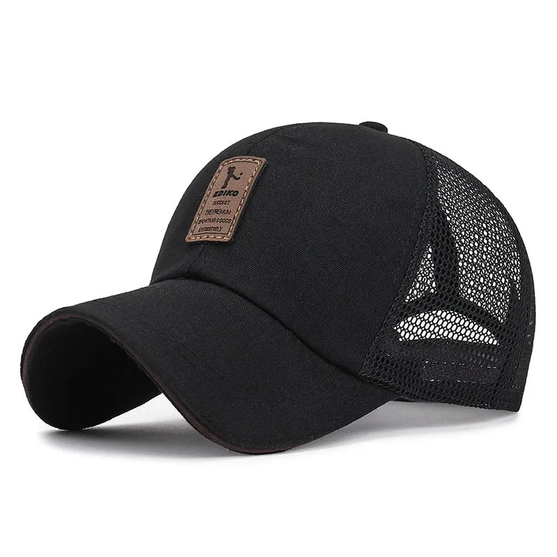 Simple Trucker Hat Solid Baseball Cap Men Mesh Breathable Sunscreen Caps Label Stick Snapback Sunhat Summer Golf Baseball Hat