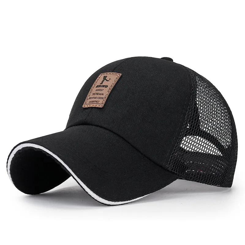 Simple Trucker Hat Solid Baseball Cap Men Mesh Breathable Sunscreen Caps Label Stick Snapback Sunhat Summer Golf Baseball Hat