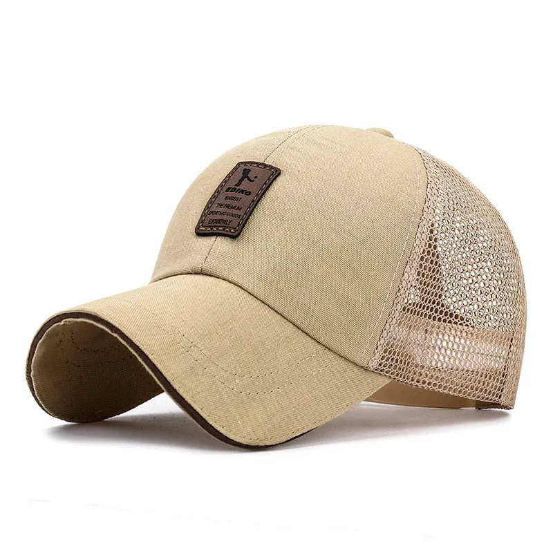 Simple Trucker Hat Solid Baseball Cap Men Mesh Breathable Sunscreen Caps Label Stick Snapback Sunhat Summer Golf Baseball Hat