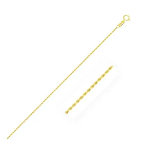 Size: 10'' - 10k Yellow Gold Diamond Cut Rope Anklet 1.25mm