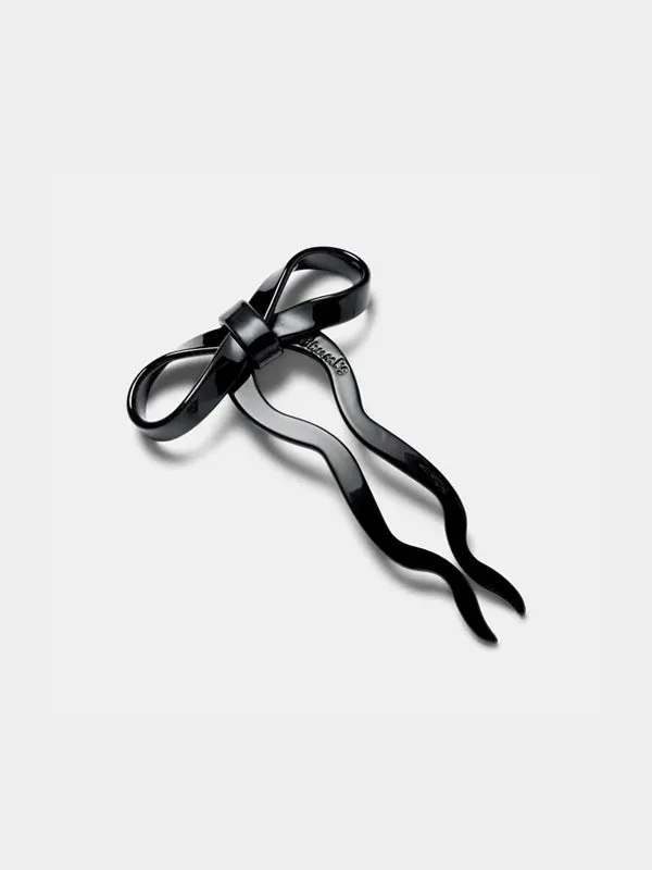 Small Bow Hairpin: Black