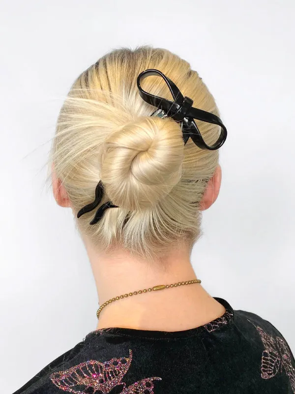 Small Bow Hairpin: Black