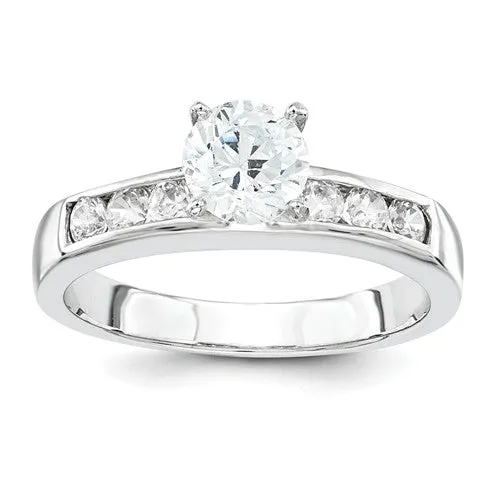 Sterling Silver 2 Piece CZ Round Channel Set Promise Wedding Ring Set