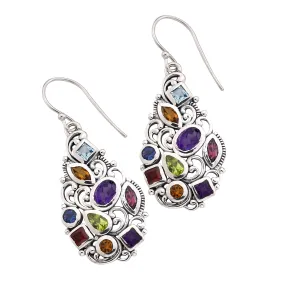 Sterling Silver Multi-Gemstone Dangle "Serendipity Earrings"